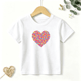 thumbnail image 1 of Girls Graphic Tees Heart Love Pattern Kids T Shirt Colorful 100% Cotton Short Sleeve Soft Tops 4-13Y, 1 of 5