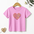 thumbnail image 1 of Girls Graphic Tees Heart Love Pattern Kids T Shirt Colorful 100% Cotton Short Sleeve Soft Tops 4-13Y, 1 of 5