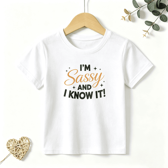 Girls Graphic Tees Im Sassy And I Know It Kids T Shirt Cute Pink 100% Cotton Short Sleeve Soft Tops 4-13Y