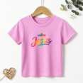 thumbnail image 1 of Girls Graphic Tees Jesus Cross Rainbow Kids T Shirt Christian Faith 100% Cotton Short Sleeve Soft Tops 4-13Y, 1 of 5