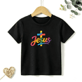 thumbnail image 1 of Girls Graphic Tees Jesus Cross Rainbow Kids T Shirt Christian Faith 100% Cotton Short Sleeve Soft Tops 4-13Y, 1 of 5