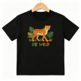 thumbnail image 1 of Girls Graphic Tees Leopard Jungle Wild Safari Short Sleeve Kids T-Shirt, 100% Cotton Soft Casual Tops for Children, 1 of 5