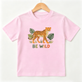 thumbnail image 1 of Girls Graphic Tees Leopard Jungle Wild Safari Short Sleeve Kids T-Shirt, 100% Cotton Soft Casual Tops for Children, 1 of 5