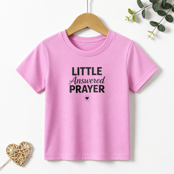 Girls Graphic Tees Little Answered Prayer Kids T Shirt Sweet Faith 100% Cotton Short Sleeve Soft Tops 4-13Y