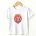 thumbnail image 1 of Girls Graphic Tees Mandala Owl Kids T Shirt Cute Boho Floral 100% Cotton Short Sleeve Soft Tops 4-13Y White, 1 of 2