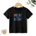 thumbnail image 1 of Girls Graphic Tees Merry And Bright Kids T Shirt Christmas Holiday 100% Cotton Short Sleeve Soft Tops 4-13Y, 1 of 5