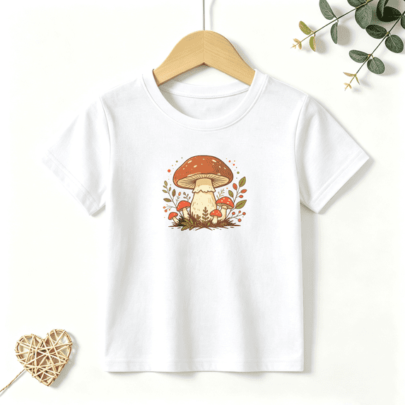 Girls Graphic Tees Mushroom Cottagecore Kids T Shirt Woodland 100% Cotton Short Sleeve Soft Tops 4-13Y