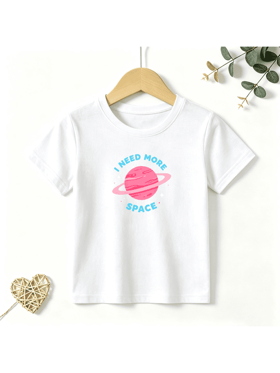 Girls Graphic Tees Need More Space Planet Kids T Shirt Cute Science 100% Cotton Short Sleeve Soft Tops 4-13Y