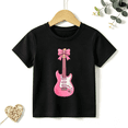 thumbnail image 1 of Girls Graphic Tees Pink Electric Guitar Bow Kids T Shirt Cute Rock 100% Cotton Short Sleeve Soft Tops 4-13Y, 1 of 5