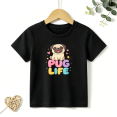 thumbnail image 1 of Girls Graphic Tees Pug Life Dog Kids T Shirt Cute Kawaii Pet 100% Cotton Short Sleeve Soft Tops 4-13Y, 1 of 5