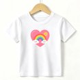 thumbnail image 1 of Girls Graphic Tees Rainbow Sunshine Heart Kids T Shirt Cute 100% Cotton Short Sleeve Soft Tops 4-13Y White, 1 of 4