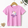 thumbnail image 1 of Girls Graphic Tees Rainbow Unicorn Birthday Girl Print Kids T Shirt Birthday Party Tee 100% Cotton Short Sleeve Soft Tops 4-13Y, 1 of 5