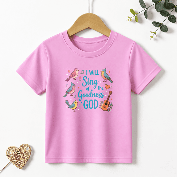 Girls Graphic Tees Sing Goodness Of God Kids T Shirt Christian Faith 100% Cotton Short Sleeve Soft Tops 4-13Y