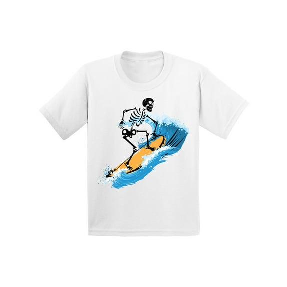 Girls Graphic Tees - Skeleton Surfer Shirt for Kids
