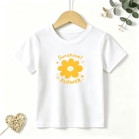 Girls Graphic Tees Sunshine Daisy Kids T Shirt Cute Summer 100% Cotton Short Sleeve Soft Tops 4-13Y