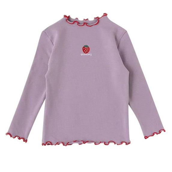 Girls Graphic Tees Toddler Long Sleeve Ruffle Print Shirts Casual Blouse Girl T-Shirts for Kids