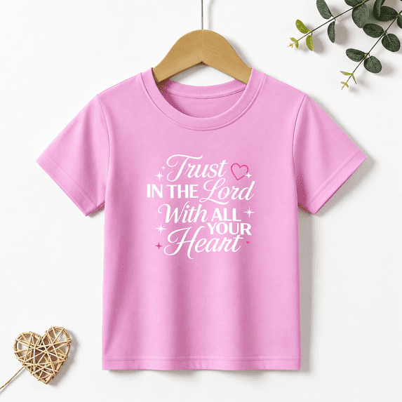 Girls Graphic Tees Trust In The Lord Kids T Shirt Christian Faith 100% Cotton Short Sleeve Soft Tops 4-13Y