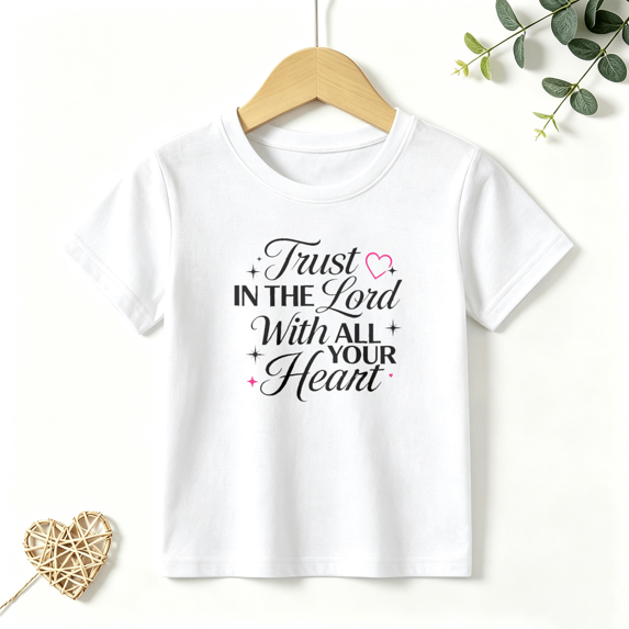Girls Graphic Tees Trust In The Lord Kids T Shirt Christian Faith 100% Cotton Short Sleeve Soft Tops 4-13Y