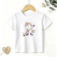 thumbnail image 1 of Girls Graphic Tees Unicorn Playing Ice Hockey Cartoon Kids T Shirt Sport Cute Tee 100% Cotton Short Sleeve Soft Tops 4-13Y, 1 of 5