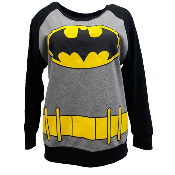 Girls Gray Batman Dark Knight Logo Super Hero Pullover Sweatshirt Sweat Shirt L