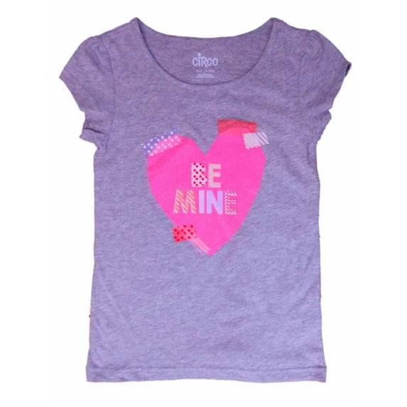 Girls Gray Be Mine Pink Glitter Heart Valentine Tee Shirt T-Shirt XL