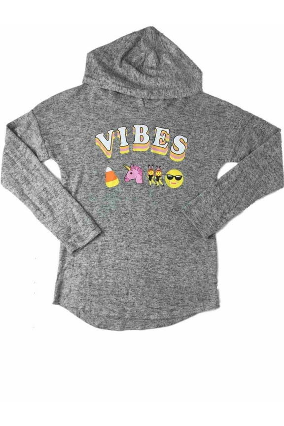 Girls Gray Heather Halloween Candy Corn Vampire Emoji Halloween Hoodie T-Shirt