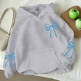 thumbnail image 1 of Girls Gray Hoodie 3-14 Years, Cute Bow Print Pullover, Kids Casual Sweatshirt with Pocket & Hood,Size 5-6 T, 1 of 7