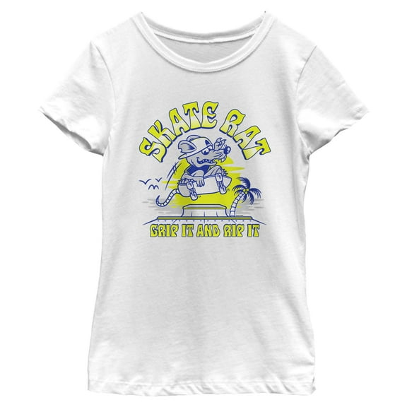 Girls Greg Lutzka Skater Rat Grip It and Rip It Green T Shirt