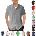 thumbnail image 1 of Girls Grey Button Down Shirt Classic Dress Shirt Boys Uniform Shirts Summer T Shirts 13-14 Years, 1 of 5