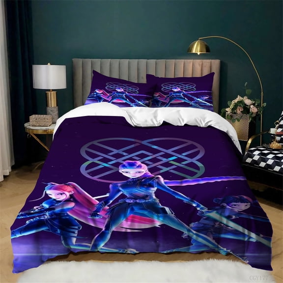 Girls Group KPop Bedding Set 3pcs Duvet Cover Set with Zipper Closure-Lightweight Soft Breathable Comforter Quilt Cover for All Season