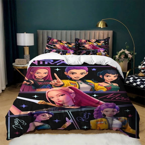 Girls Group KPop Bedding Set 3pcs Duvet Cover Set with Zipper Closure-Lightweight Soft Breathable Comforter Quilt Cover for All Season