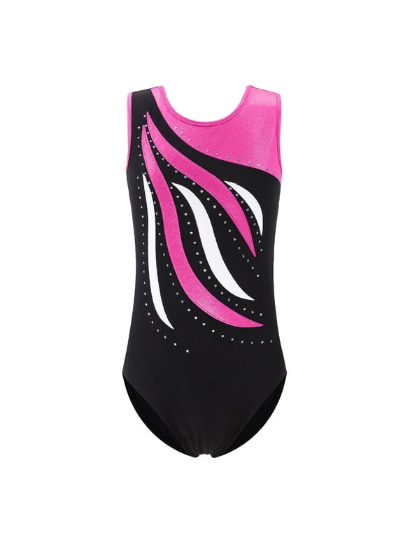 Girls Gymnastics Leotard Embroidery Pink Ballet Dance Clothes