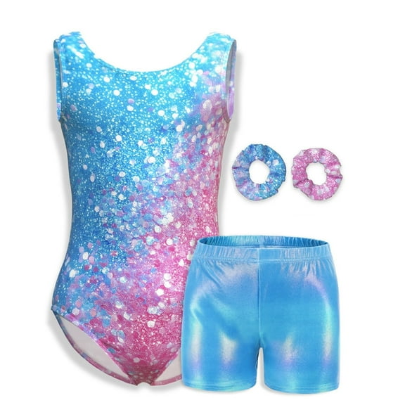 Gymnastics Leotards For Girls Sleeveless Ballet Dance Leotard 4 Piece Athletic Tumbling