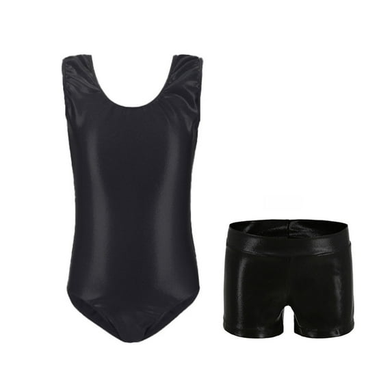 Girls' Gymnastics Leotards Outfit With Shorts Training Dance Wear Color Ballet Yoga Swimming Suit