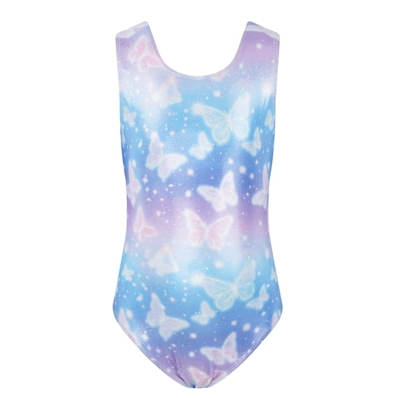 Girls Gymnastics Leotards Sparkly Butterfly Dance Unitard Sleeveless