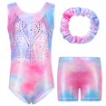 thumbnail image 1 of Girls Gymnastics Leotards with Shorts Kids Toddler Tumbling Outfits Sleeveless Sparkle Ballet Dance Activewear Leotard Biketards 5-14 Years, 1 of 2