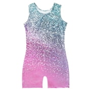 Girls Gymnastics Leotards with Shorts Sparkle Dance Unitards Mermaid Active Biketards 2-8 Years