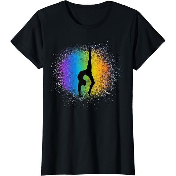 Girls Gymnastics Rainbow Colors Acrobatic Acro Gymnast Kid T-Shirt