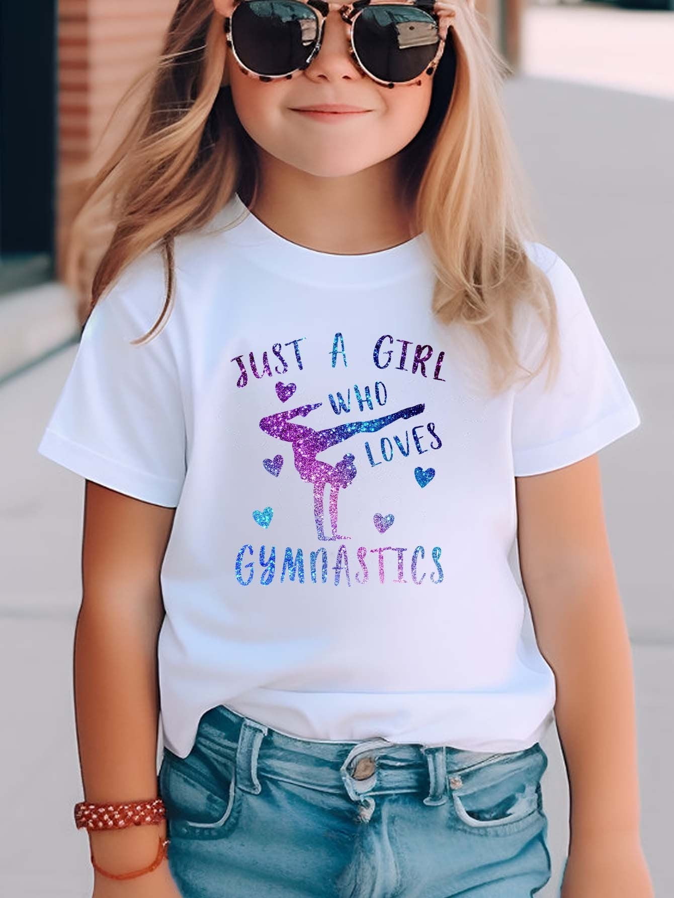 Girls' Gymnastics TShirt, Casual Knit Cotton Tee, Short Sleeve, Round — free download
