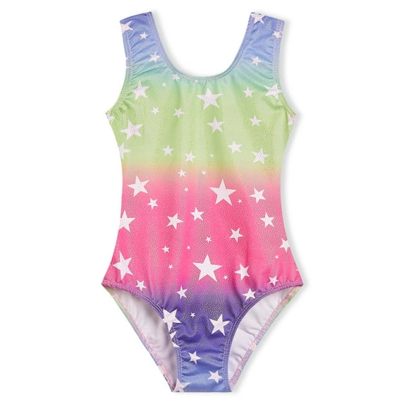 Girls Gynamitics Leotard Pink Size 7-8 Years Old Shiny Star Dance Bodysuits