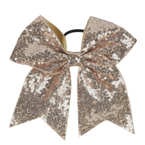 Girls Hair Bows with Sequins, Gradient Color Glitter Bowknot Scrunchies, Sparkly Hair Ties and Accessories for Kids, Birthday Christmas Gifts for Girls - Khaki