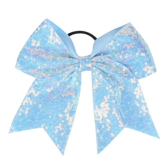 Girls Hair Bows with Sequins, Gradient Color Glitter Bowknot Scrunchies, Sparkly Hair Ties and Accessories for Kids, Birthday Christmas Gifts for Girls - Light blue