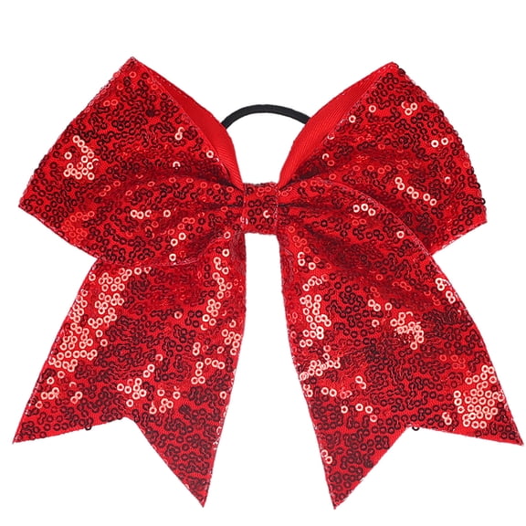 Girls Hair Bows with Sequins, Gradient Color Glitter Bowknot Scrunchies, Sparkly Hair Ties and Accessories for Kids, Birthday Christmas Gifts for Girls - Red