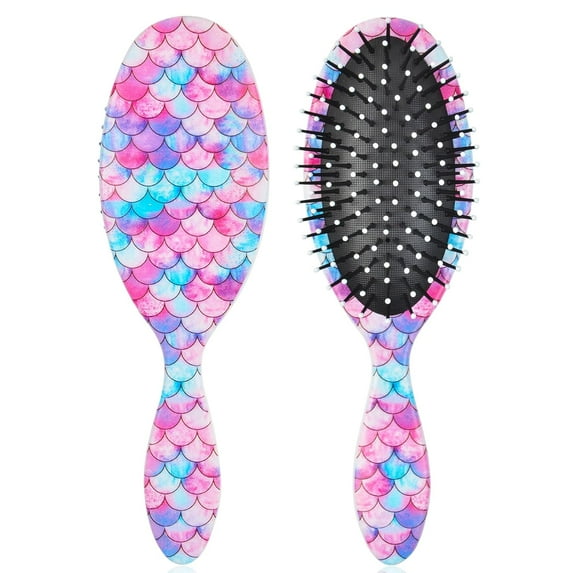 Girls Hair Brush, Kids Detangle Hair Brush for Curly Hair, Wet/Dry Hair Brush for Women, Pain Free Hair Brush for Thick Hair (Mermaid Tail)