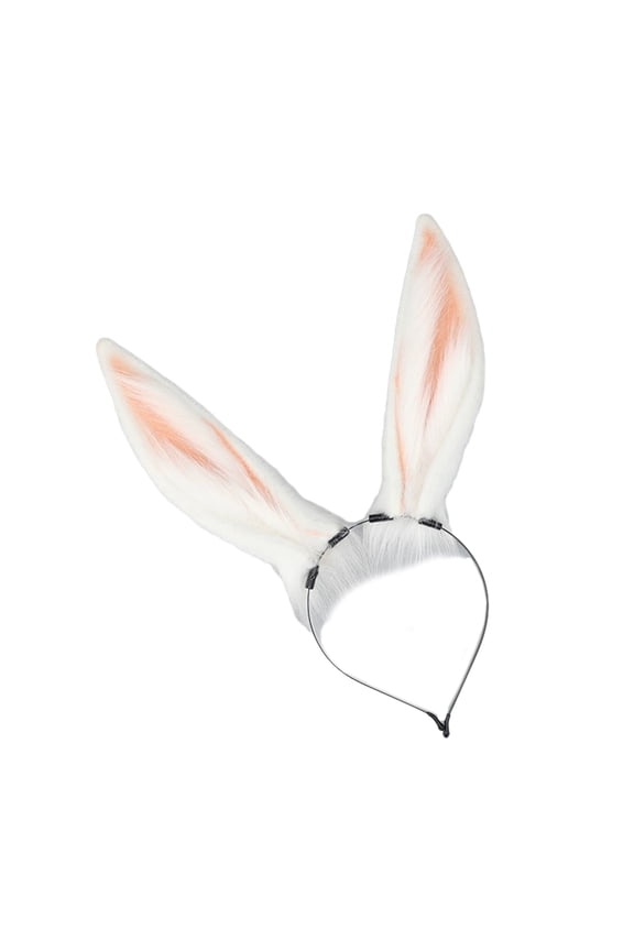 Girls Hairhoop Plush Rabbit-Ear Headband/Tail Cosplay Lovely Headdress Women Comic-Show Headwear