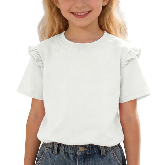 Girls Half Sleeve Shirts Tween Oversized Tops Elbow Length Summer Casual Basic Tee for Kids Aged 3-27