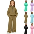 thumbnail image 1 of Girls Half Zip 2 Piece Sweatsuits Solid Fashion Tracksuit Set For Kids Sweatshirt and Jogger Sweatpants Matching Sets,Camel 9-10 Years, 1 of 8