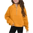 thumbnail image 1 of Girls Half Zip Cropped Sweatshirt Trendy Pullover Crop Tops Teen Girls School Preppy Clothes Cute Long Sleeve Sweater, 1 of 5