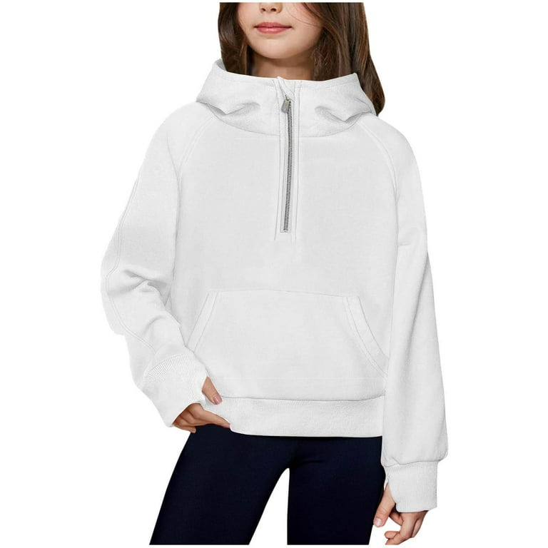 Girls Half Zip Pullover, Kids Toddler Hooded Quarter Zip