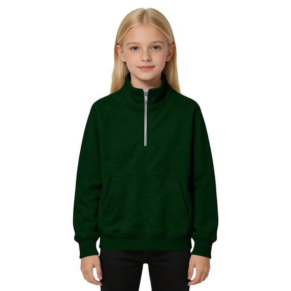 Girls Half Zip Pullover Sweatshirt Long Sleeve Workout Shirts Fall Clothes Boys Gilrs Mock Neck Athletic Tops Lightweight Fleece Quarter Zip Pullover Kids Teens Sportswear for Golf Yoga Tennis